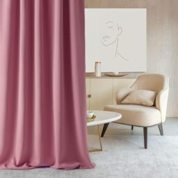 ROOM99 Aura Curtain with Rod Pocket 140 x 280 cm Width x Height, Window Decoration, Curtains and Interior Draperies for Living Room, Bedroom, Modern Smooth Pink, 1 Piece