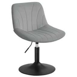 VASAGLE Dressing Table Chair, Height Adjustable Bar Stool with Back, 360° Swivel Beauty Stool for Bedroom, Dining Room, Home Office, Velvet, Dove Grey LJB160GD02