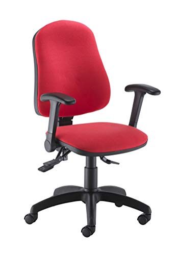 Office Hippo 3 Lever Swivel Desk Chair, Asynchro Mechanism, Height Adjustable Back, Flip Up Arms, Fabric, Red, One Size
