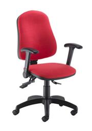 Office Hippo 3 Lever Swivel Desk Chair, Asynchro Mechanism, Height Adjustable Back, Flip Up Arms, Fabric, Red, One Size