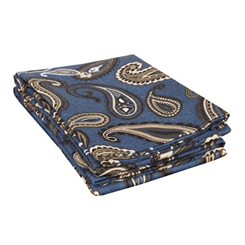 Superior Impressions Flannel Pillowcase Set, Cotton, Paisley Navy Blue, Standard