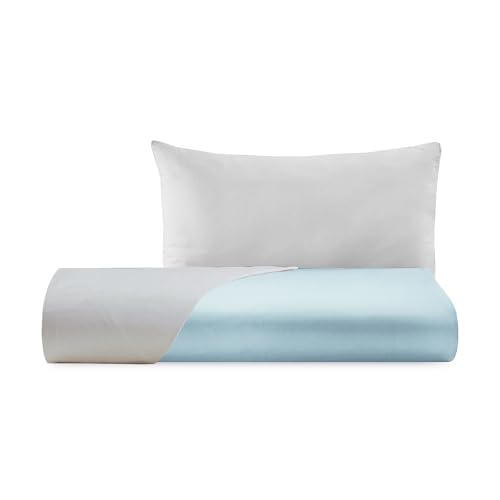 Giovanni Dolcinotti - Doubleface Single Duvet Cover Set – 1 Pillowcase – Frozen/Pearl – 100% Cotton Percale – Made in Italy – Boston Model