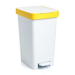 TATAY Smart 25L Recycling Kitchen Bin with Pedal - Compact and Functional Design - For Indoor and Outdoor Use - Fits 30L Bags - Recycled BPA-Free Plastic - 26x36x47cm, White, Plastic & Cans