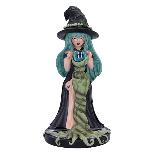 Nemesis Now Sage Sugar and Spice Figurine 17.5cm, Cast in the Finest Resin - Resin, Black/Green, Nature-Inspired Witch Crystal Ball Ornament, Ethereal Witch in Nature Figurine, Expertly Hand-Painted