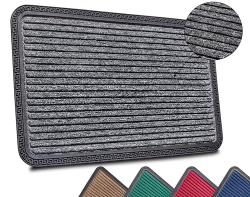HANSE Home Mix Mats Doormat for Indoor and Outdoor Use - Dirt Trapper Mat Door Mat Non-Slip Weatherproof Door Mat for Hallway, Patio, Entrance Area - 45 x 75 cm, Grey