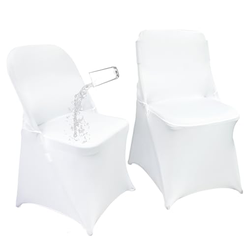 Maiangel 50PCS Stretch Spandex Folding Waterproof Chair Covers,Universal Fitted Chair Cover Protector for Wedding Party Banquet Holidays Celebration Decoration(White)