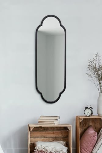 "The Duplici - New Black Metal Framed Double Arched Oval Wall Mirror 40"" X 14"" (102CM X 35.5CM)"