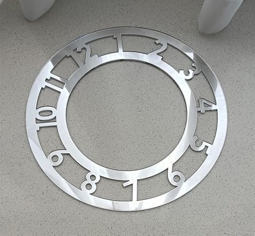 Yuxuanish Set of 2 Modern Mirror Clock Face, Number Clock Face, Gold, Silver, Rose Gold Acrylic Mirror Panel for Clock Making, Resin Art (Silver Mirror 2 mm, 30 cm)