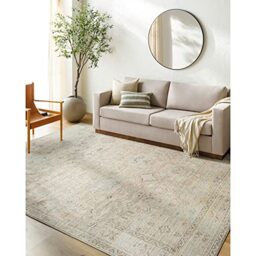 Livabliss x Becki Owens Marlene Vintage Carpet 198x275 cm, Multicolour Boho Design for Living Room, Dining & Kitchen, Easy Care Pile, Ivory Brown Coral