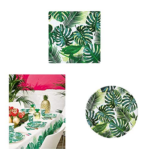 Talking Tables Paper Cocktail Napkins, Tablecover, Plates - Tropical Luau Palm Leaf Hawaiian Party Tableware Decorations for Birthdays, Picnic or Garden BBQ Parties