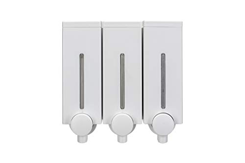 Croydex Slimline Triple Soap Dispenser - 3 x Chambers - 450ml Capacity Each - Easy Refill - Wall-Mounted - All Fixings Included