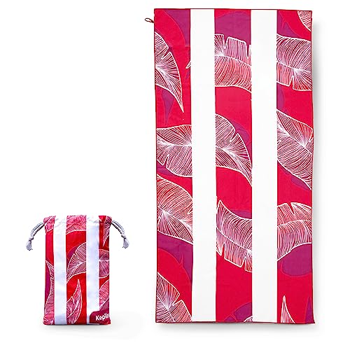 KEPLIN Lightweight Beach Towel - Quick Dry, Sand-Free, Compact & Stylish - Perfect for Travel, Beach, Gym 100% Recycled Microfiber