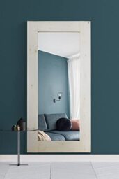 Large Natural White Solid Wood Wall Dressing Mirror 6Ft X 3Ft (183cm X 91cm)