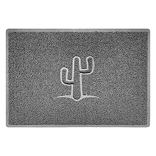 Nicoman Cactus Embossed Shape Door Mat Dirt-Trapper Washable Barrier Doormat-(Use Indoor or Sheltered Outdoor)-(90x60cm/3x2ft,Large) Grey