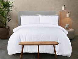 Sleepdown 100% Bamboo Plain White Organic Duvet Cover Quilt Pillow Cases Bedding Set Soft Easy Care - Double (200cm x 200cm),5056242894636