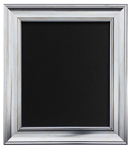 Scandi Distressed Silver Picture Photo frame with Black Backing Board 40 x 50 cm (Plastic Glass)