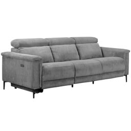 Lund 3 Seater Sofa with 2 Electrical Recliner, Grey Corduroy, 222 x 100 x 97cm (W x D x H)