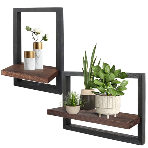 ASelected Set Of 2 Shelf Wall Wall Decorative Wall Shelf Paulownia Wood Shelves For Walls Square Bookshelf Wall For Bathroom Living Room Kitchen Café Hotel Bedroom And More