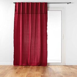 Douceur d'Intérieur 140 x 240 cm Recycled Cotton Plain Mitraline Curtain with Tabs and Valance Bordeaux