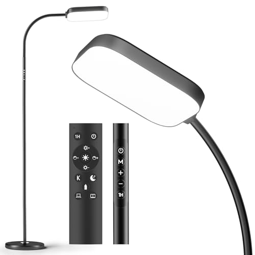 Floor Lamp – Floor Lamps for Living Room, LED Floor Lamp 18W 1850lm with Remote, Dimmable Standing Lamp 3000–6500K, Reading Lamp Floor Standing for Bedroom