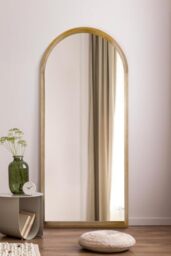 "The Naturalis - Solid Oak Framed Arched Leaner/Wall Mirror 75"" X 33"" (190CM X 85CM) Scandinavian 'Scandi' Inspired, Brown"
