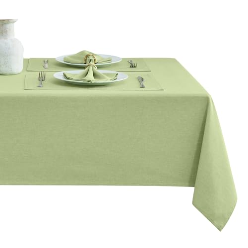 HomeJoy Rectangle Table Cloth Linen Farmhouse Stainproof Waterproof Washable Polyester Oblong Rectangular Fabric Table Cover for Kitchen Dining Dinner(Mint Green/60x104 Inch)
