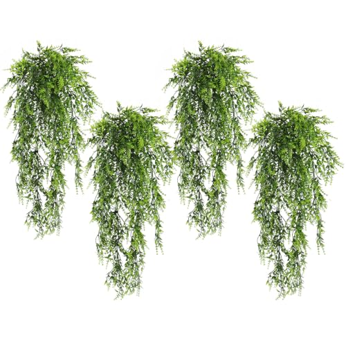 RECUTMS 4PCS Artificial Green Lavender Fake Hanging Ivy Plants for Outdoors - UV Resistant,Plastic Trailing Greenery Garland,for Home,Room,Garden,Wedding,Front,Porch,Patio,Farmhouse,Indoor,Decor???29in???