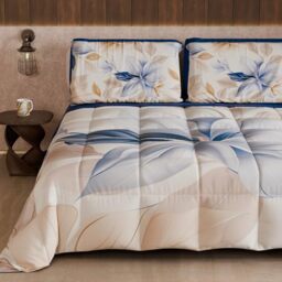 PETTI Artigiani Italiani - Winter Quilt, Winter Duvet, Double Sided Quilt, Solid Colour and Digital Floral Print 25 164, 100% Microfibre, Made in Italy