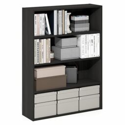 Furinno PASIR Book Shelf, 4-Tier Bookshelf with Open Storage Shelf, Standing Bookcase, 23.62 x 79.5 x 106.2cm, Easy Assembly, for Home Office, Bedroom, Living Room, Espresso