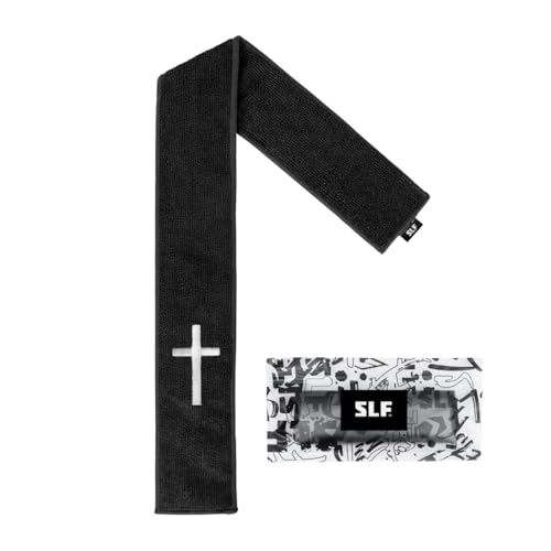 SLEEFS Faith Cross Black Thin Football Towel - 100% microfiber polyester offers absorbency and durability for better grip control lightweight, machine washable