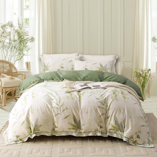 OAITE Duvet Cover Twin Size Bedding - 100% Cotton Comforter Cover Floral Duvet Cover Sets 3-PC, Breathable Duvet Cover with Zipper Closure & Corner Ties