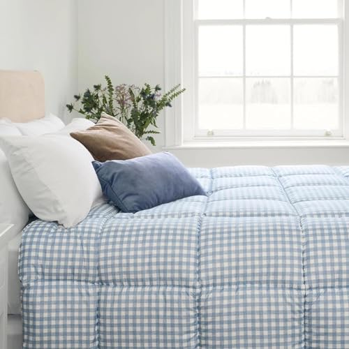 Night Lark - Coverless Duvet - Gingham Collection - Luxury Bedding - Hypoallergenic - Machine Washable (Dusk Blue, 4.5 Tog - King.)