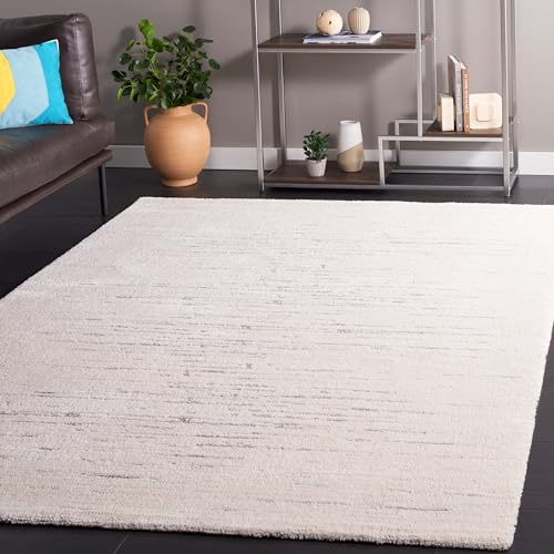 Safavieh Plain Rug for Living Room, Dining Room, Bedroom - Neptune Collection, Short Pile, Ivory and Light Grey, 122 x 183 cm