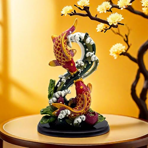 SHTWX Chinese Feng Shui Fish Statue Sculpture Frgurine Good Lucky Gift for FengShui Lover Desktop Display Decorative Decoration