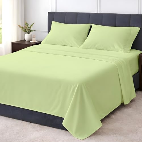 Shreem Linen Full 4 Piece Sheet Set, 1800 Ultra Soft Hotel Luxury Bedding, Breathable and Cooling, Deep Pockets Fit 8-16 Inch Mattress, Sage