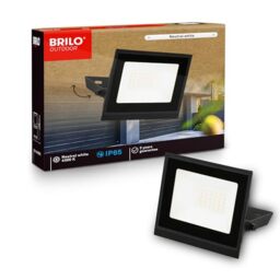 BRILONER - LED Floodlight Outdoor with Neutral White Light, 20W 1800lm, Adjustable, IP65 Dust and Water Resistant, Security Light, Exterior Spotlight, Wall Lamp, Garden, Garage, 11x14.5x3 cm, Black