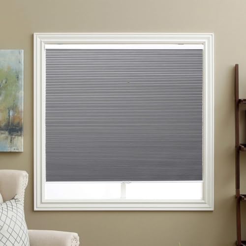 "Cellular Shades Cordless Blackout Honeycomb Blinds Fabric Window Shades 23"" W x 64"" H, Cool Silver(Blackout)"