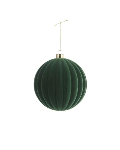 Sage Green Ribbed Velvet Christmas Bauble 15 cm, Extra Large Tree Ornament