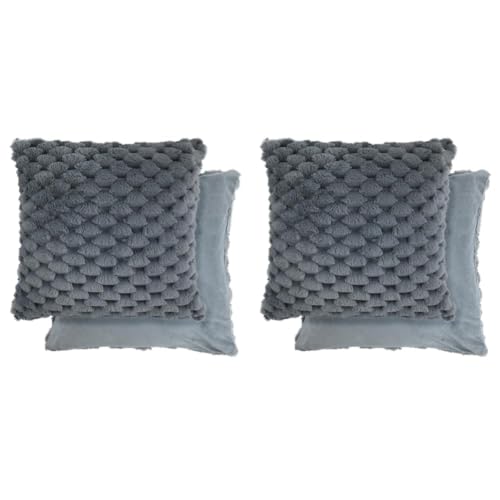 Emma Barclay Lush Luxury Faux Rabbit Fur Cushion Cover (Charcoal Grey) (Pack of 2)