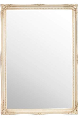 Mirror 3Ft4 X 2Ft4 102cm X 72cm Large Ivory Antique Design Ornate Wall Big New