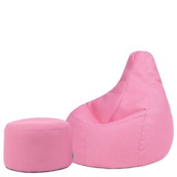 icon Mesh Large Gaming Bean Bag & Footstool with Filling Included, Pink