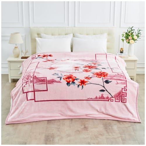 Fleece Heavy Blanket 2-Ply - Fluffy Extra Thick Bed Blanket (200x240 cm) - Blossom Plush Reversible Weighted Blanket 5kg - 100% Polyester Warm Bed Throw - Stress & Anxiety Relief - King Size