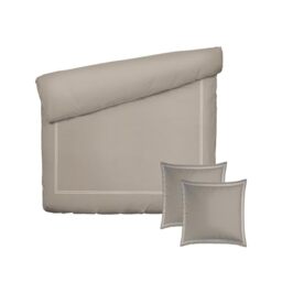 Pure Cotton 3-Piece Double Bedding Set - Duvet Cover 240 x 220 cm and 2 Pillowcases 63 x 63 cm - 100% Cotton Satin, 80 Thread Count - Oeko-TEX Certified - Calanques - Taupe and White