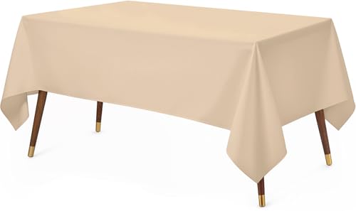 Utopia Kitchen 1 Pack 4 Foot Rectangle Table Cloth [60x84 Inches, Beige] Stain and Wrinkle Resistant Tablecloth Washable Polyester Cover for Dining, Buffet Parties, Picnic and Weddings