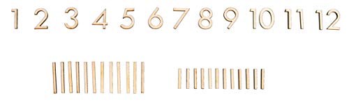 Rayher Watch Numbers, Wooden Numerals, FSC Certified, Natural, Numbers 1-12 + 24 Lines, 36 Pieces, Numbers for Watches, Numbers for Watches, 6924705