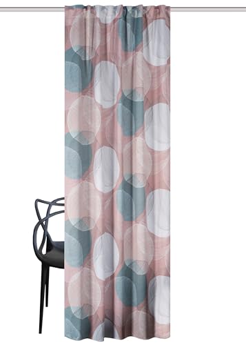 HOME WOHNIDEEN Millan Digital Printed Blackout Curtain, 245 x 135 cm, Multifunctional Band, Colour: Dusky Pink, Size: 245 x 135 cm, Quantity: 1