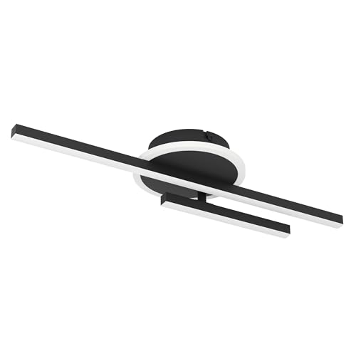 Eglo LED Ceiling lamp Nogaredo, Swivel Rod-Shaped Light Fixture, Geometric Design, Black Metal, White Plastic, Warm White, 15 x 50 cm