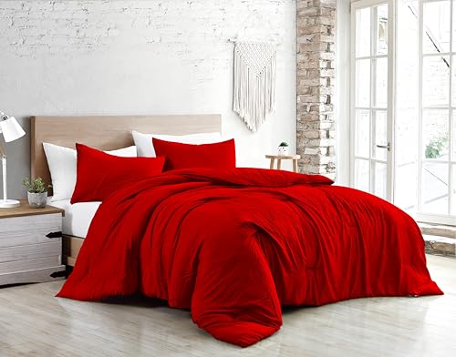 Jenny Sesal Bed Duvet Cover Set – Solid Colour – 100% Pure Cotton – Made in Italy – Double – Single – Duvet Cover Set + Pillowcases (Red, Single)