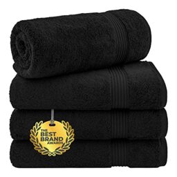 Cotton Paradise 4 Piece Turkish Bath Towels for Bathroom, 100% Cotton Extra Large Soft Plush Towels Bathroom Set, Black