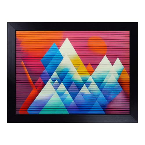 Lap Tray with Bean Bag Cushion, Geometric Graffiti Art Abstract - Handmade in the UK, Raised Wooden Edge, Padded Cushion, Heat-Resistant Wipe-Clean Surface, for Meals, Laptops and Crafts
